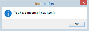 Items imported