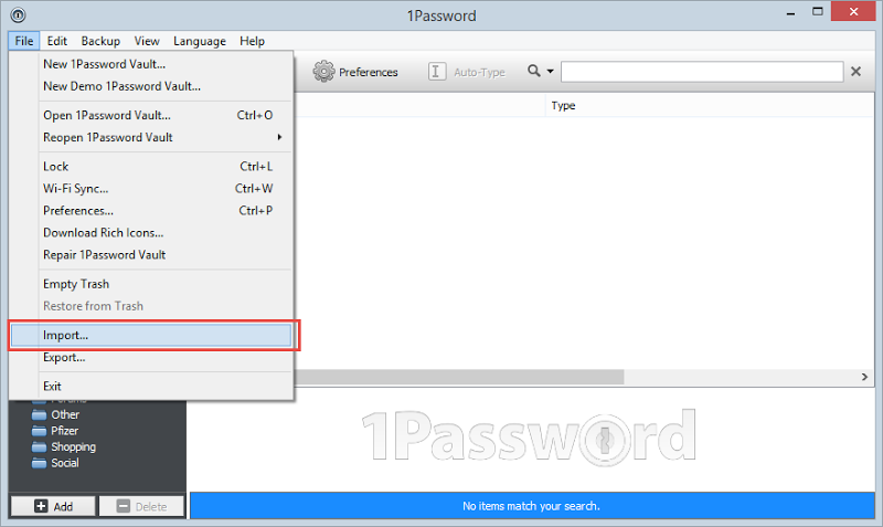 Import the file to 1Password