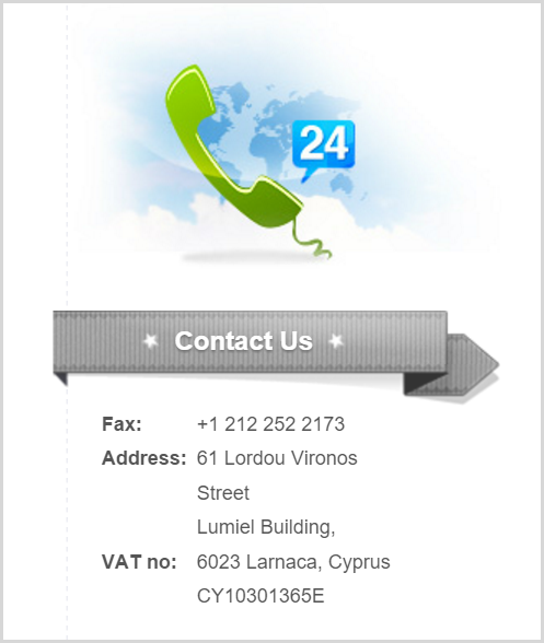 Contact us with fax and Cyprus address