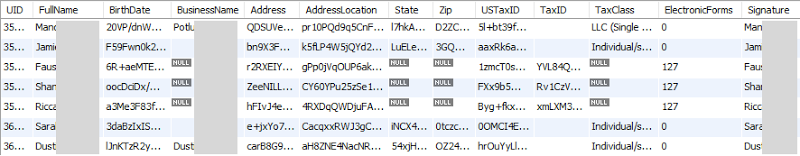 Obfuscated tax form records