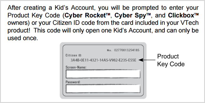 Where to find the VTech Citizen ID