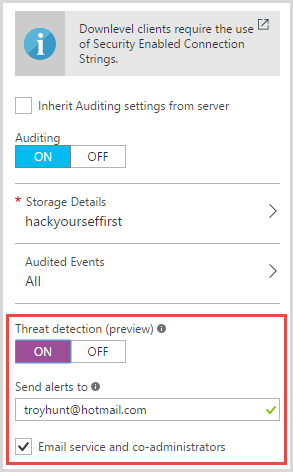 Configuring threat detection