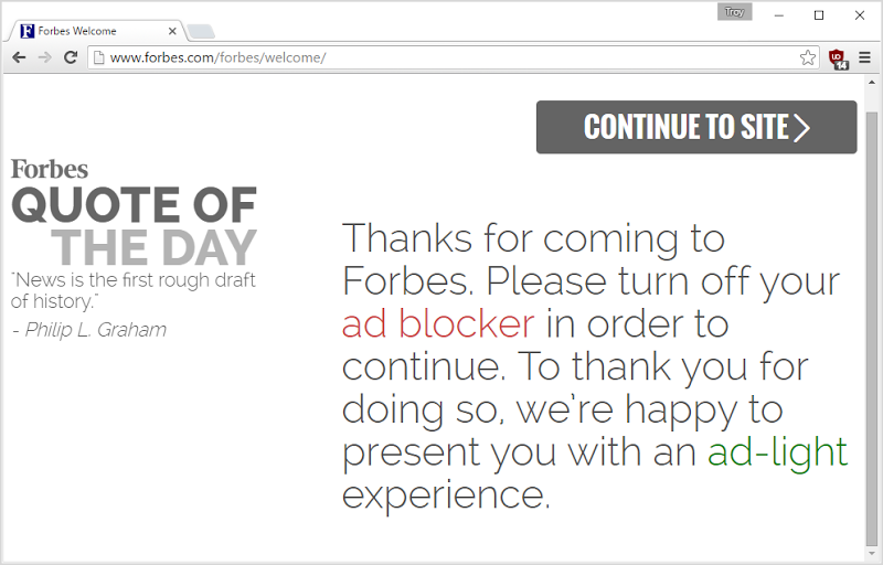 Forbes blocking ad blockers