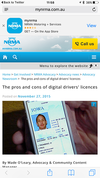 NRMA pushing a mobile app