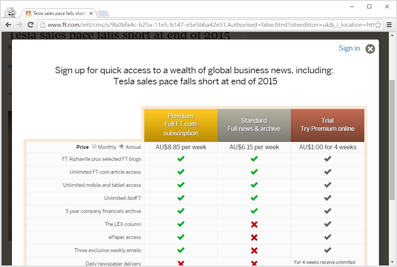 Financial Times paywall