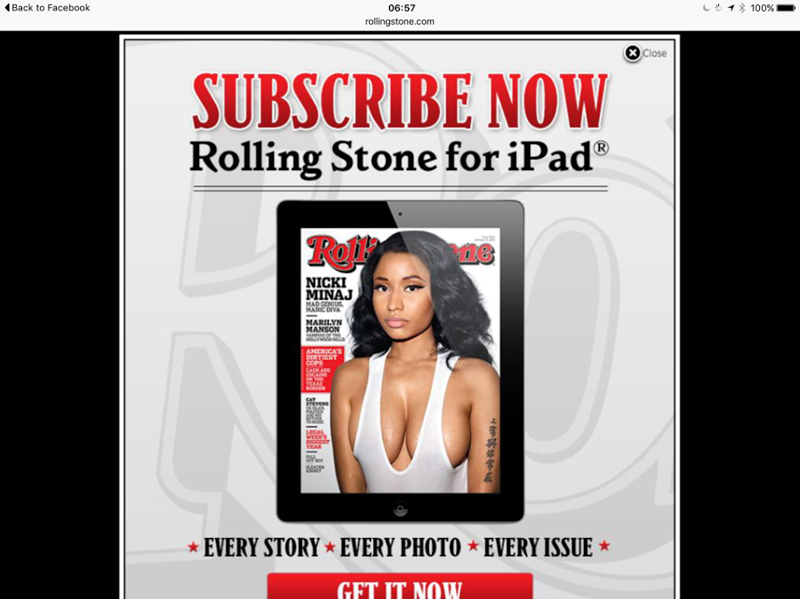 Rolling Stone delayed ad