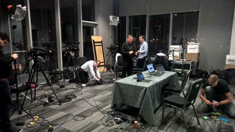 Setting up for the recording
