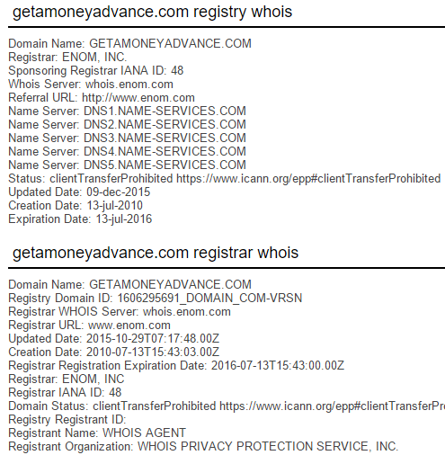 Privacy enabled domains using the same name servers