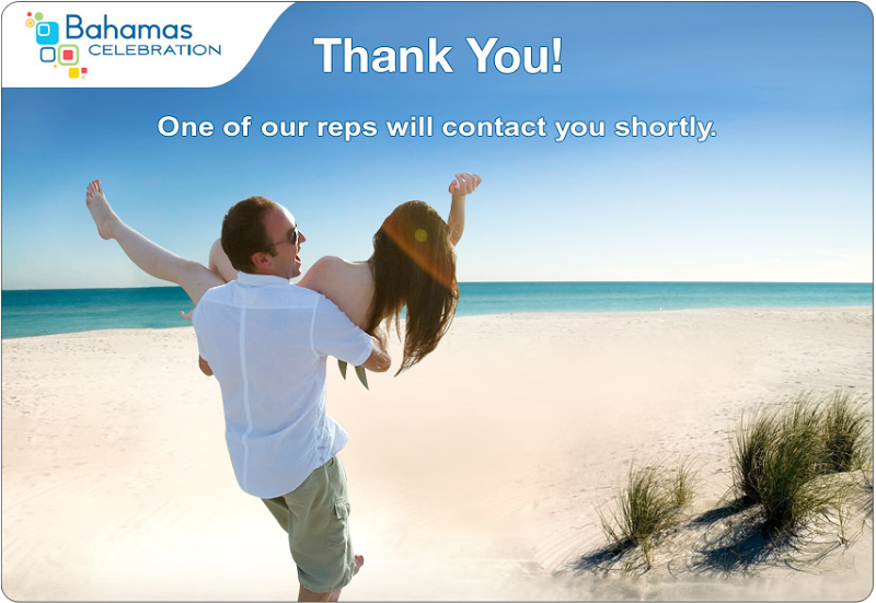 A thank you screen with a guy carrying a girl down a beach