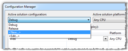 Creating a new build configuration