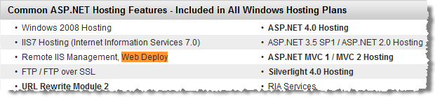 WinHost hosting features