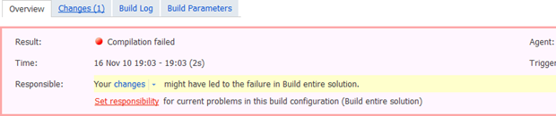 Overview of the failed build