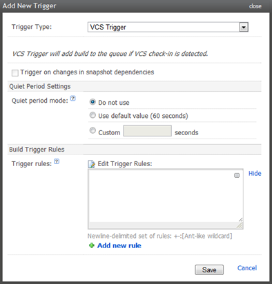 Creating a build trigger based on changes in VCS