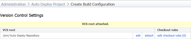 Configuring the VCS root for the project