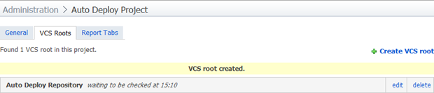 VCS Root successfully configured