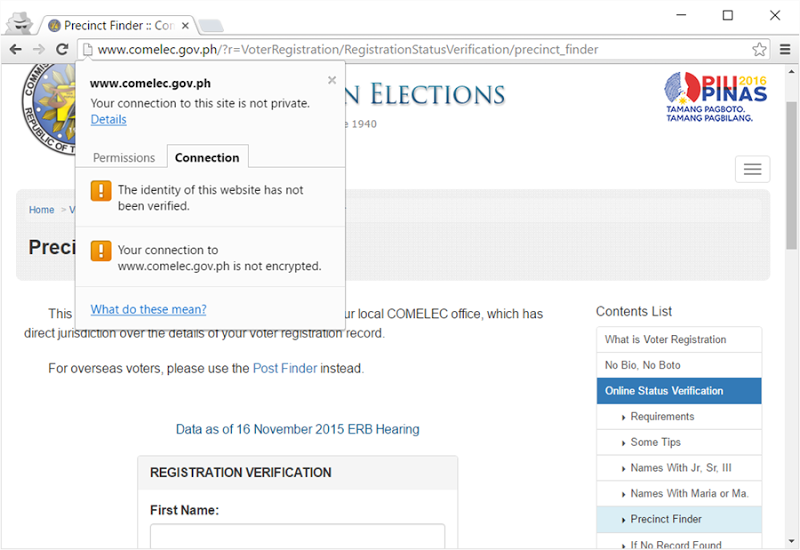 No HTTPS on search with personal sensitive data