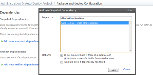 Adding a snapshot dependency