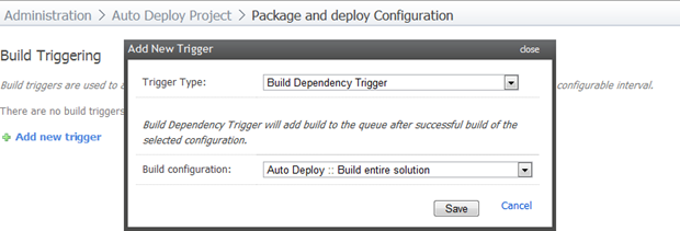 Adding a trigger against the previous build