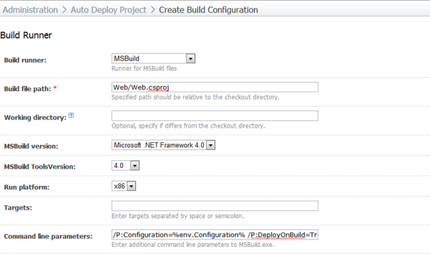 Creating a build to execute MSBuild