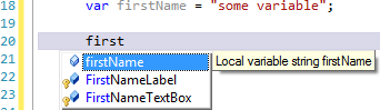 Intellisense picking up other names