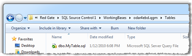 The working directory for the database tables