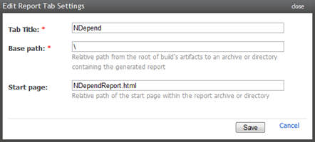 Adding an NDepend report tab