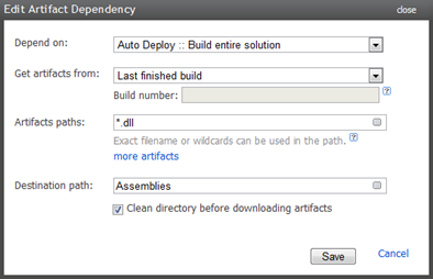 Adding an artifact dependency