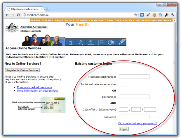 Confusing Medicare logon page