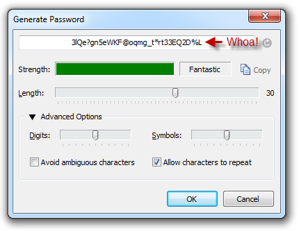 1Password generated strong password