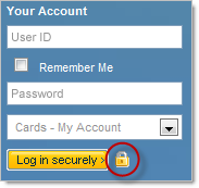 Logging in securely with a padlock