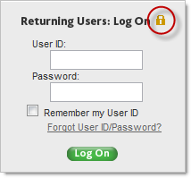 Returning users logon with a padlock