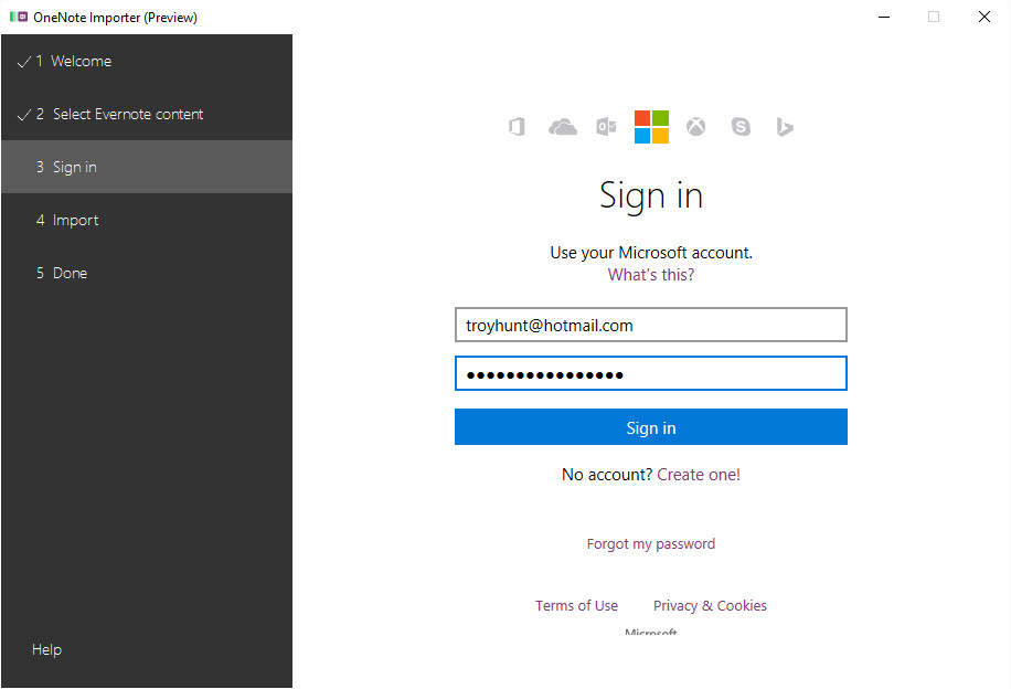 Sign in with Microsoft account