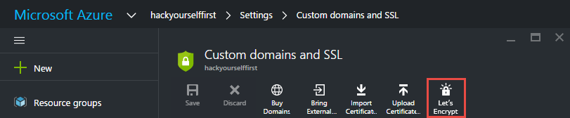 Mockup of Let's Encrypt in Azure