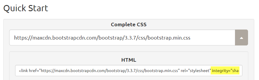 Bootstrap CDN with Integrity Attribute