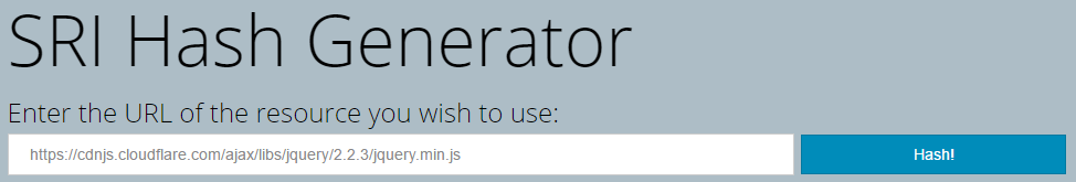 SRI Hash Generator