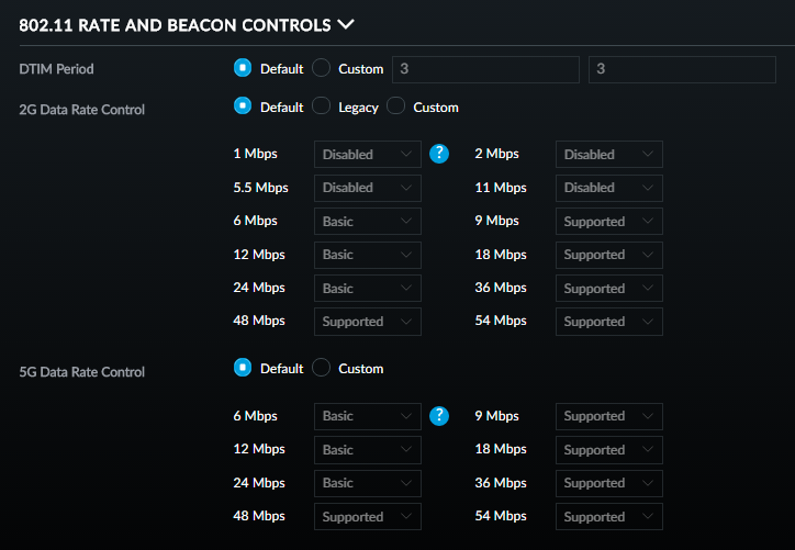 802.11 rate and beacon control
