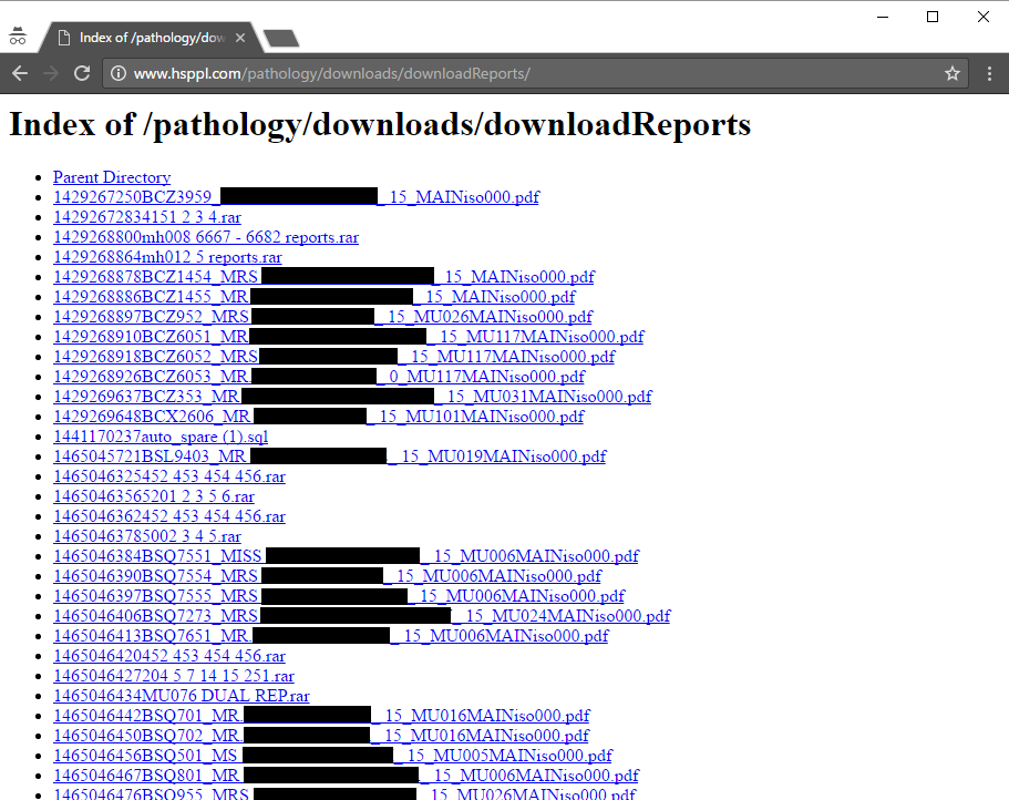 Exposed pathology reports