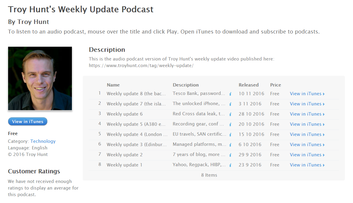 Troy Hunt: My weekly updates are now available as an audio podcast