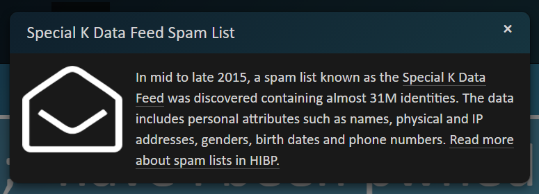 Spam entry details