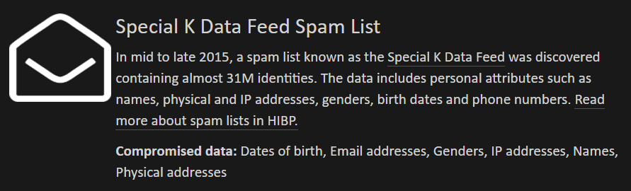 Spam entry in HIBP