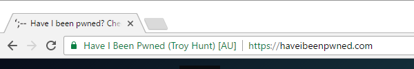 HIBP EV Cert in address bar