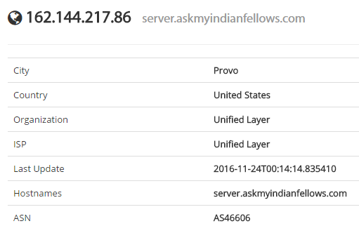 Shodan showing host name