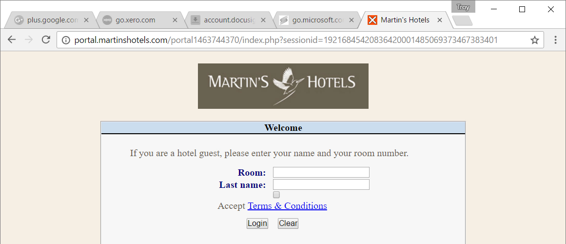 Redirect hotel T&Cs page