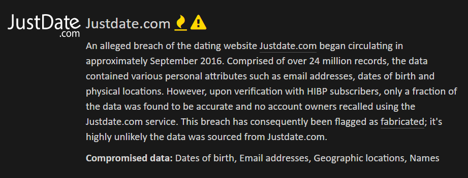 Justdate.com breach description