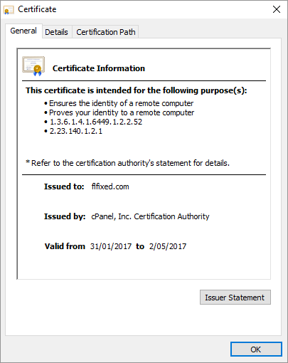 Certificate for flfixed.com