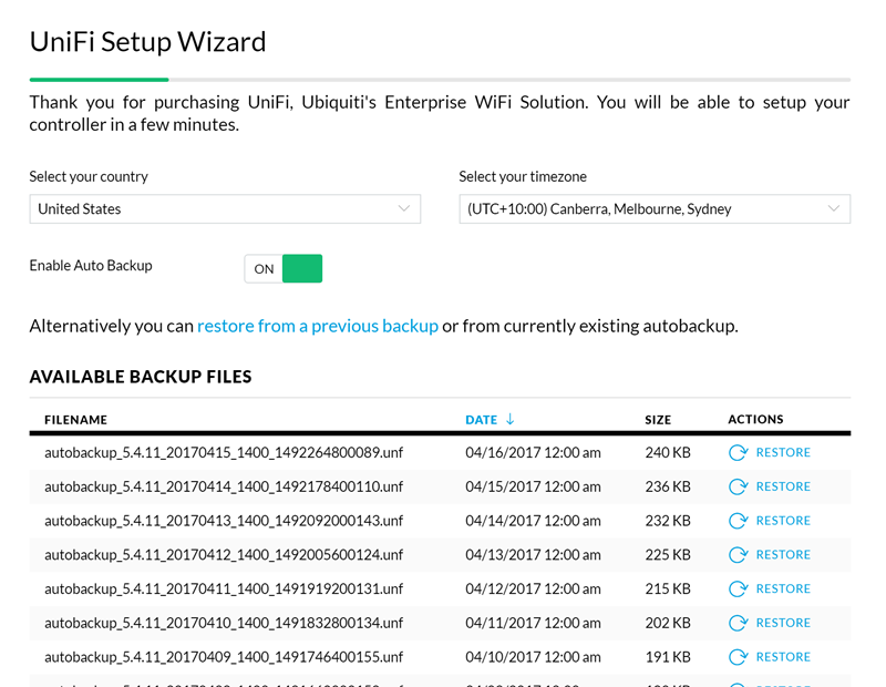 Restoring the Cloud Key from backup