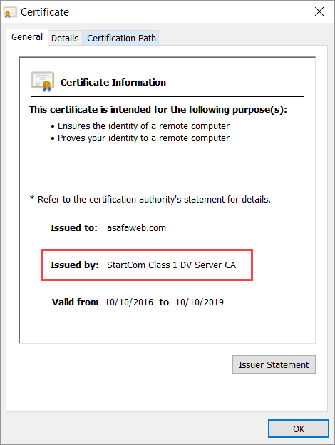 StartCom cert on ASafaWeb