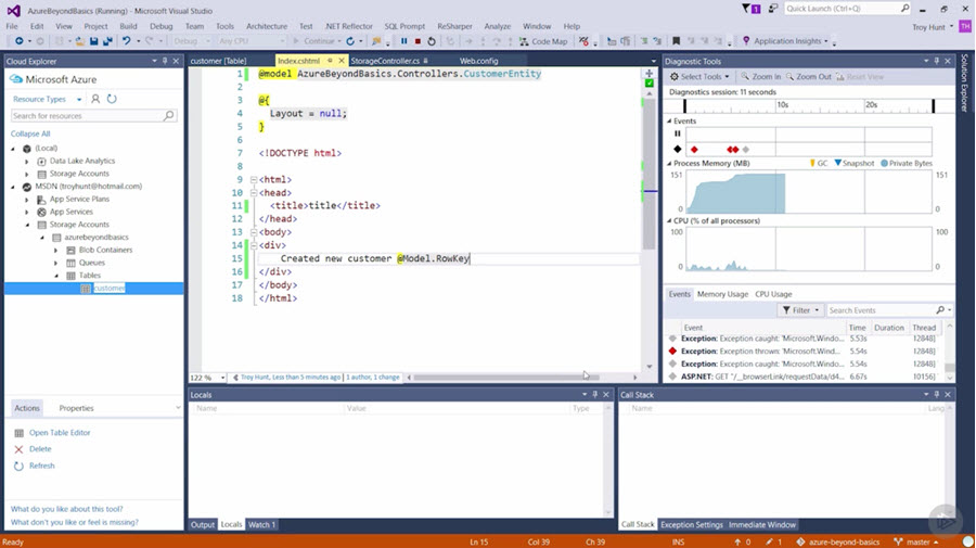 Table storage in Azure