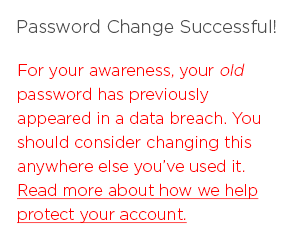 Change password with old Pwned Password notice