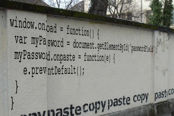 Anti-password-pasting code on a wall